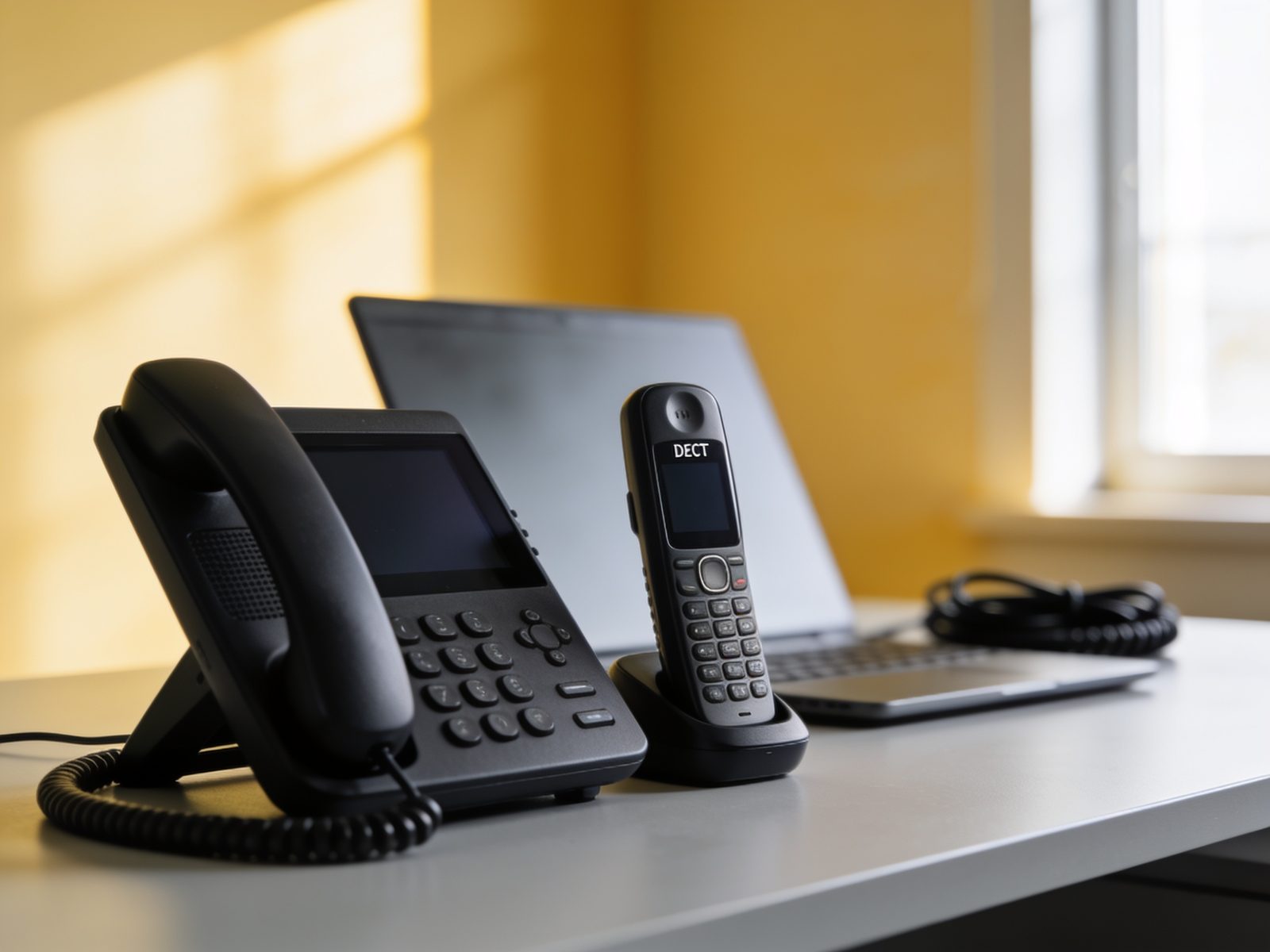 Tischtelefon und DECT-Mobilteil